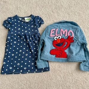 Sesame Street Elmo Jean Jacket & Dress Set